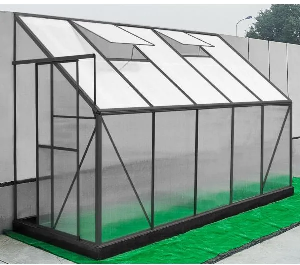 Svart poly veggdrivhus 132x313x227cm