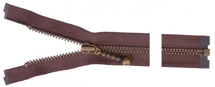 YKK Delbar glidelås Antikk messing 20cm 4mm Brun