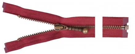 YKK Delbar glidelås Antikk messing 25cm 4mm Bordeaux