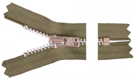 YKK Glidelås Aluminium 12cm 4mm Army